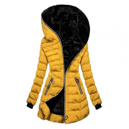 R&B | Damen Lange Daunenjacke mit Kapuze, Gepolstert und Warm