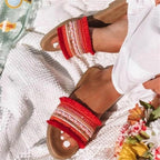 R&B | Pantoletten, Boho Stil, Flach, Sandalen, Sommerschuhe