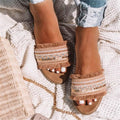 R&B | Pantoletten, Boho Stil, Flach, Sandalen, Sommerschuhe