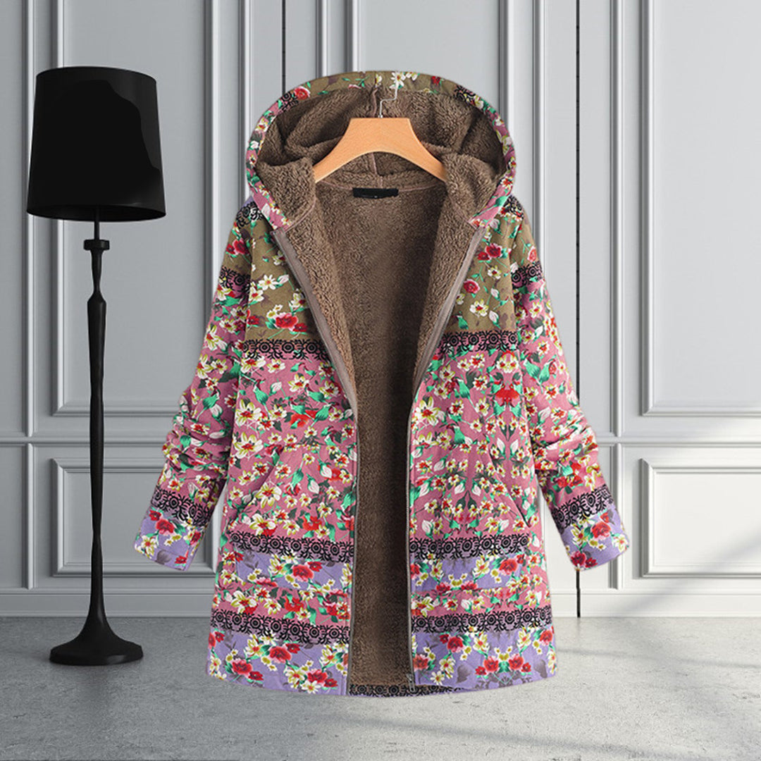 R&B | Langer Damen Teddy Mantel mit Kapuze