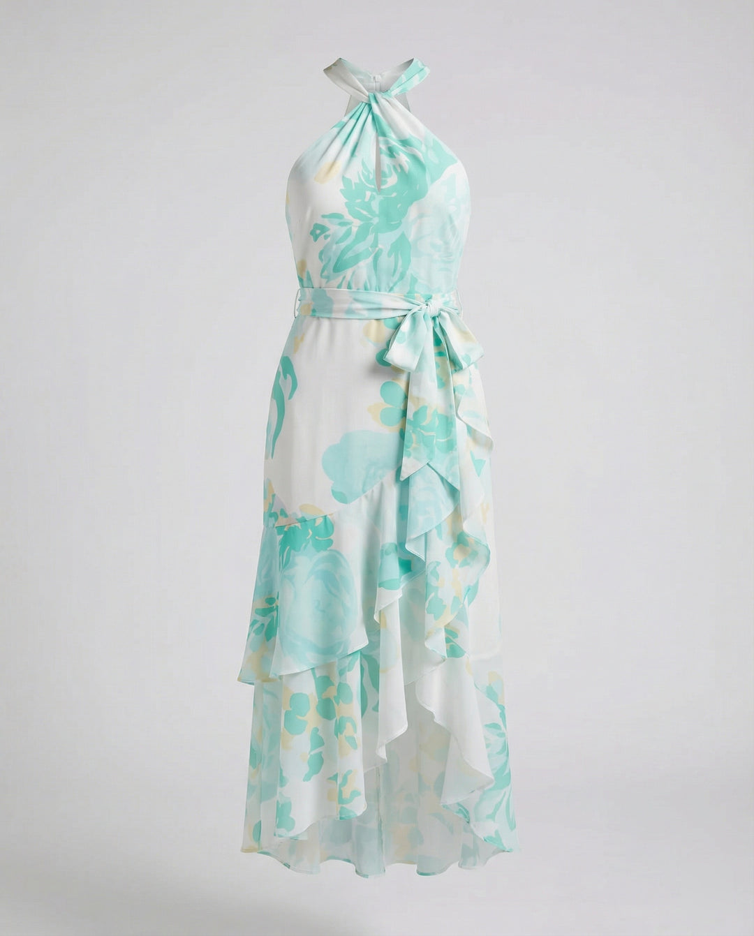 Damen Neckholder Wickelkleid aus Chiffon