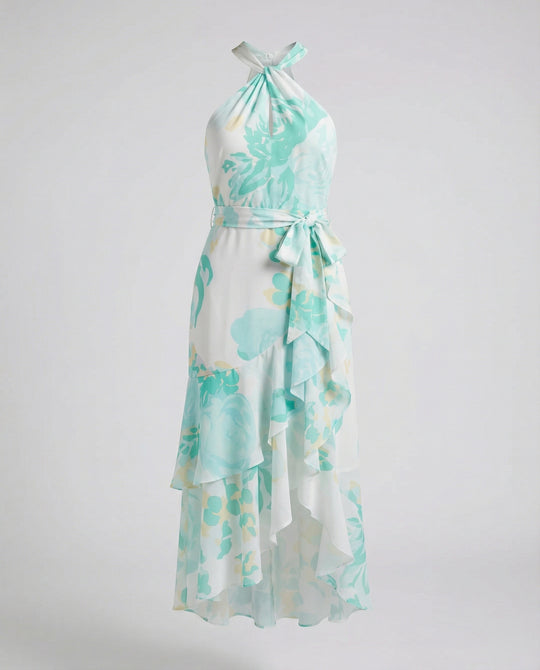 Damen Neckholder Wickelkleid aus Chiffon
