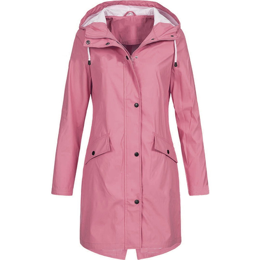 R&B | Wasserdichte Lange Damenjacke mit Kapuze