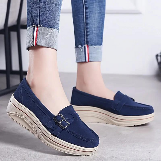 Plattform Slipper, Rutschfest, Schnallenriemen, Wildlederschuhe, Damenschuhe R&B