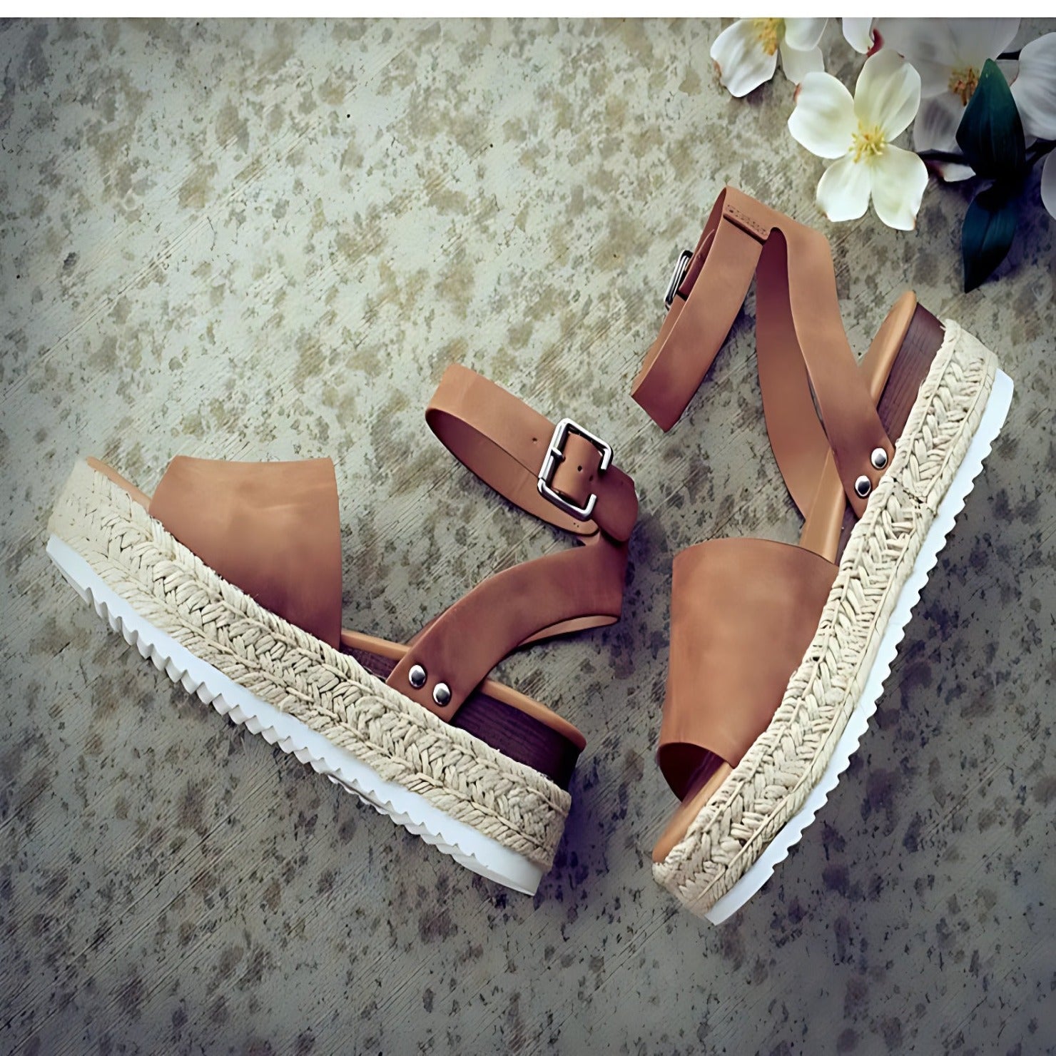R&B | Sandalen Damen Knöchelriemen Espadrille Schuhe für Den Sommer