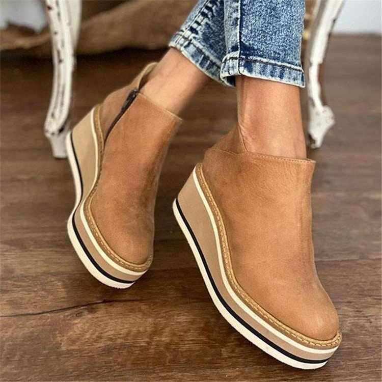 Plattformstiefel - Keil - Reißverschluss - Knöchelstiefel - Damenstiefel R&B