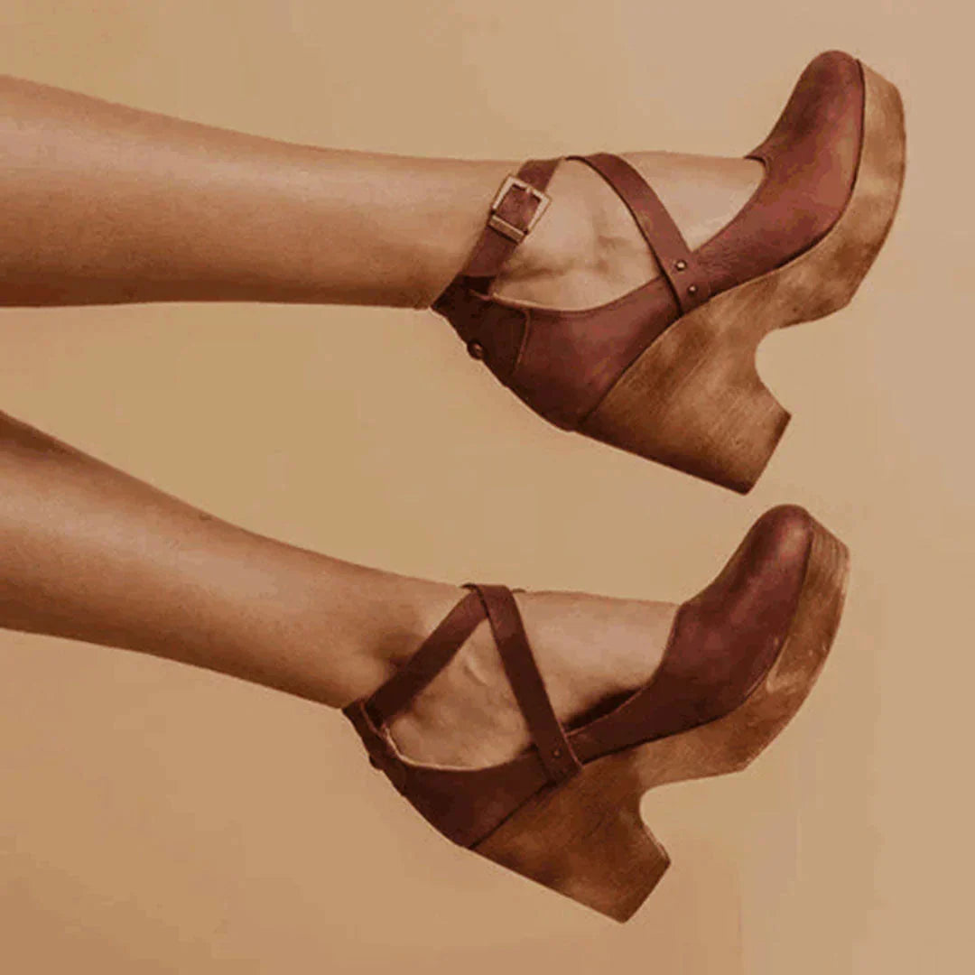 Plattform Sandalen - Knöchelriemchen - Absatz - Keilabsätze - Damen Schuhe R&B