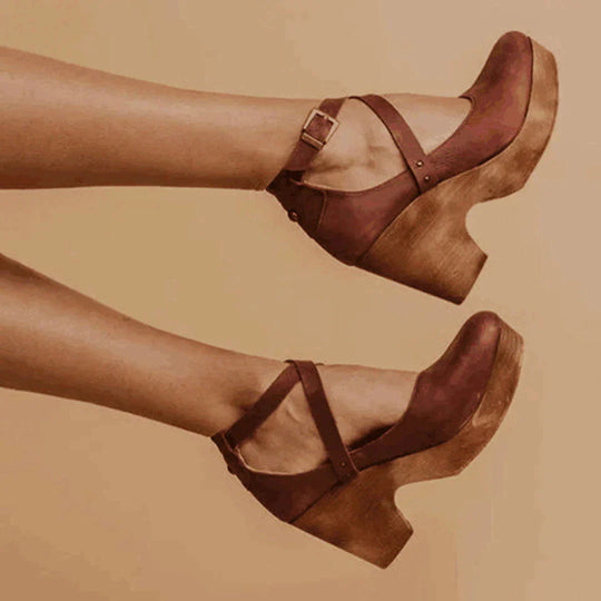 Plattform Sandalen - Knöchelriemchen - Absatz - Keilabsätze - Damen Schuhe R&B
