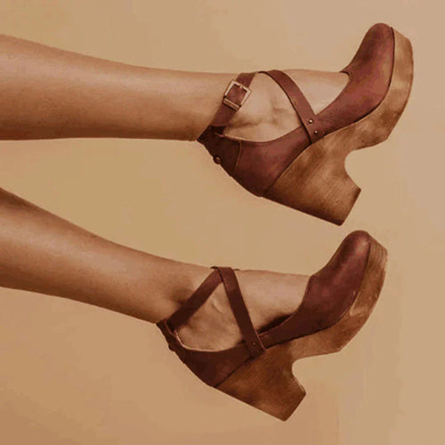 Plattform Sandalen - Knöchelriemchen - Absatz - Keilabsätze - Damen Schuhe R&B