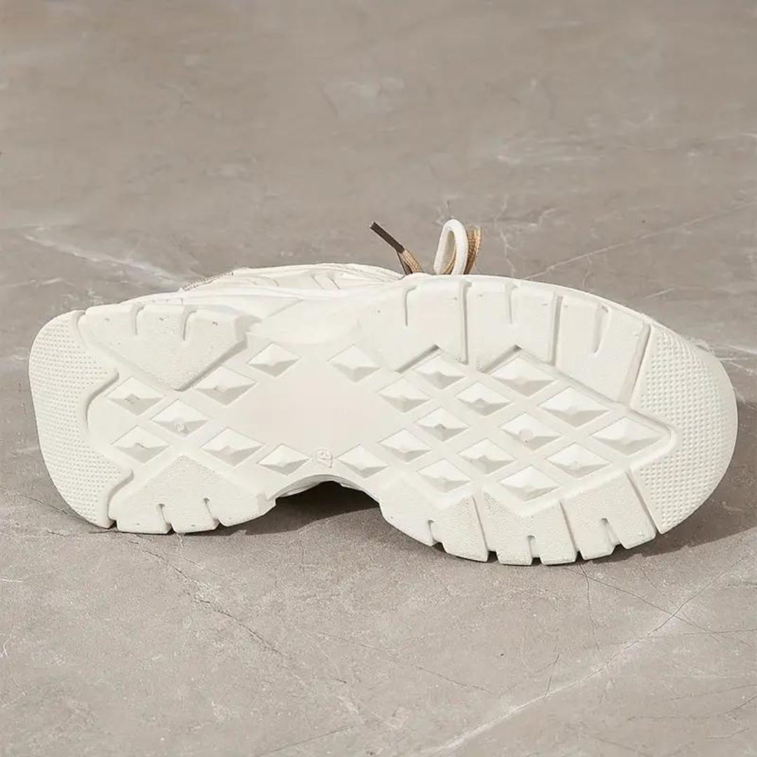 Plattform Sneakers - Schnürschuhe - Orthopädisch - Weiße Sneakers - Damensneakers R&B