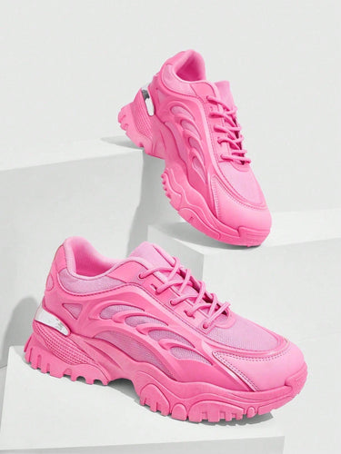 Plattform-Sneaker - Damensneaker mit dicker Sohle und Schnürsenkeln R&B