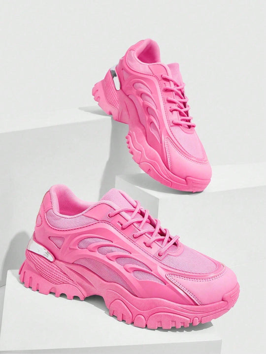 Plattform-Sneaker - Damensneaker mit dicker Sohle und Schnürsenkeln R&B