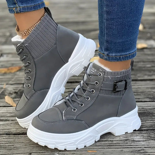 R&B | Plüsch Schnür-Stiefeletten für Damen – Stylisch & Bequem