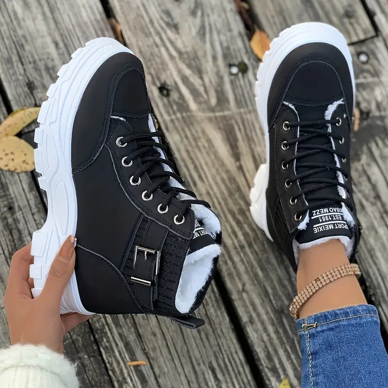 R&B | Plüsch Schnür-Stiefeletten für Damen – Stylisch & Bequem