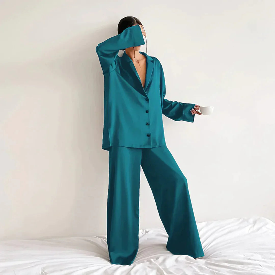 R&B | Satin PyjamA-Satz mit Weitem Hose