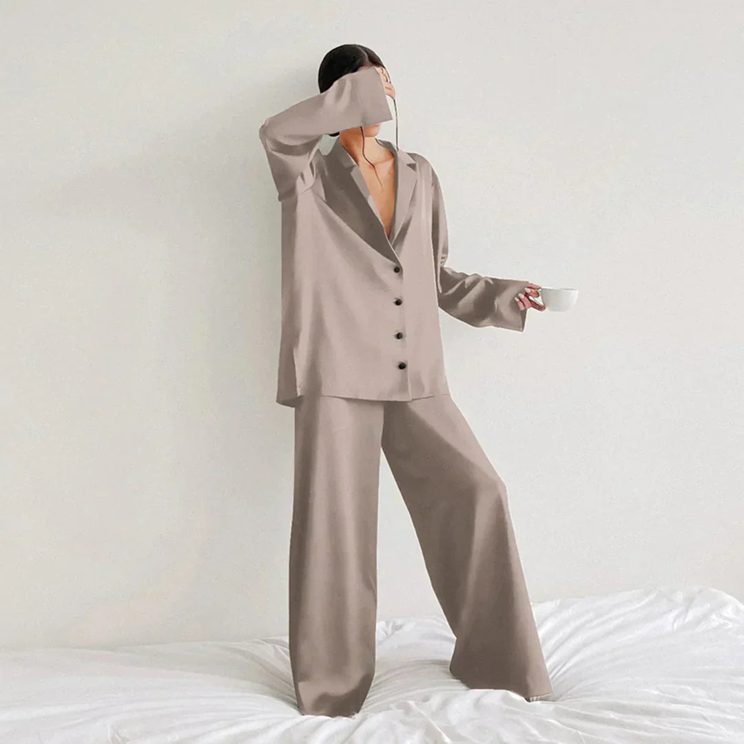 R&B | Satin PyjamA-Satz mit Weitem Hose