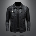 R&B | Herren schwarze Jacke - Trucker-Stil mit umklappbarem Kragen