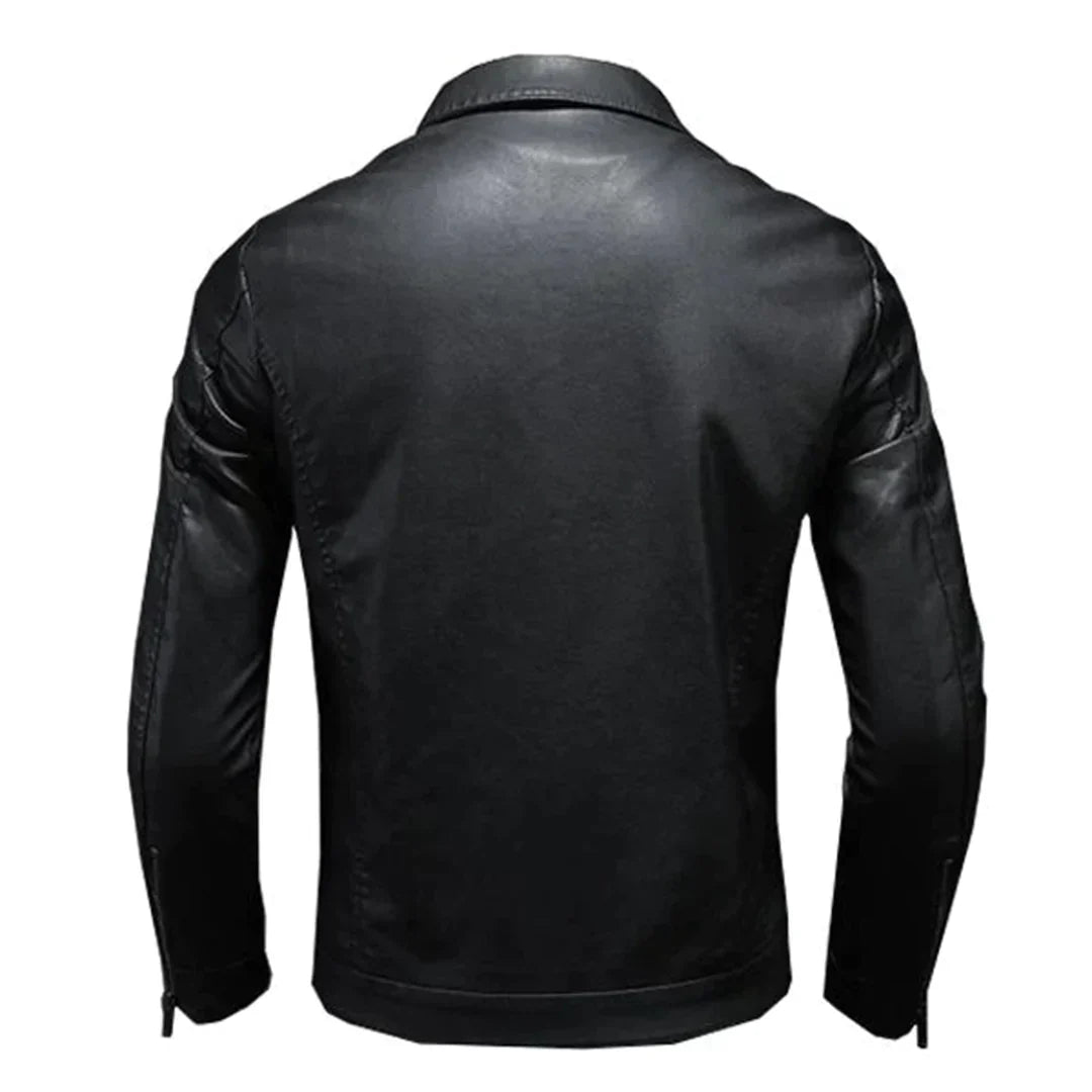 R&B | Herren schwarze Jacke - Trucker-Stil mit umklappbarem Kragen