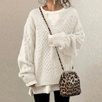 R&B | Strickpullover mit Kabelstrick Baumwolle Überdimensioniert und Trendy