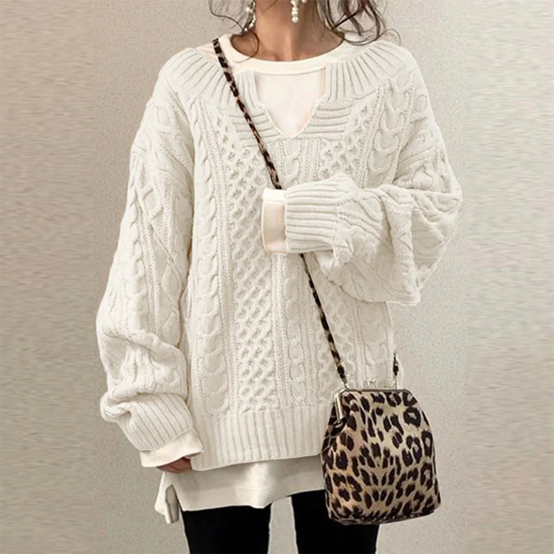 R&B | Strickpullover mit Kabelstrick Baumwolle Überdimensioniert und Trendy