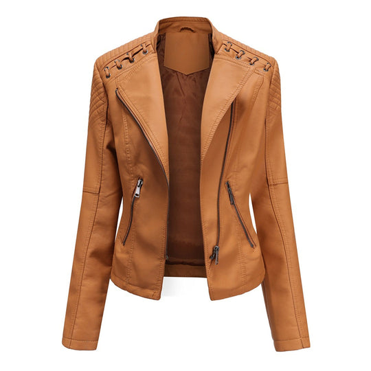 R&B | Lederjacke - Biker-Stil & Asymmetrischer Reißverschluss mit Breitem Revers