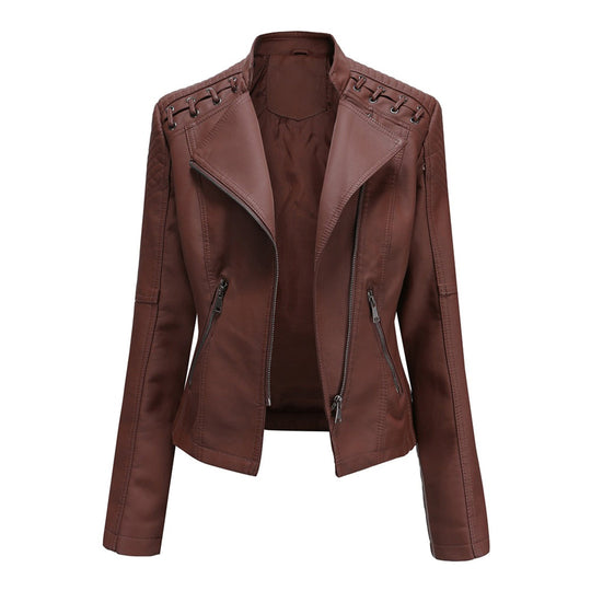 R&B | Lederjacke - Biker-Stil & Asymmetrischer Reißverschluss mit Breitem Revers