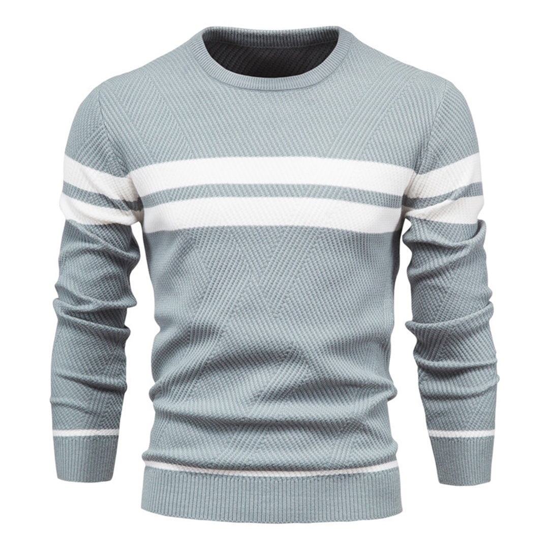 R&B | Slim Fit gestrickte Baumwolle Rippenstrick geometrisches Muster Rundhals
