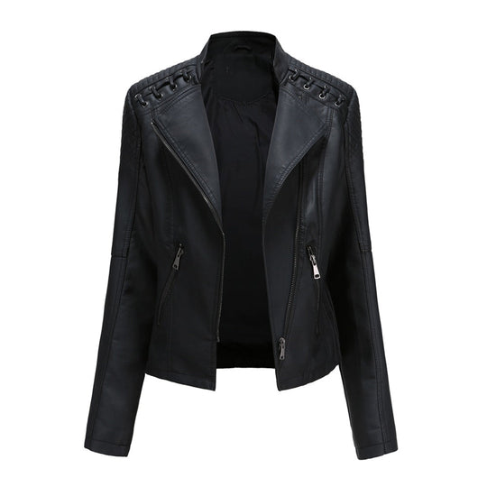 R&B | Lederjacke - Biker-Stil & Asymmetrischer Reißverschluss mit Breitem Revers
