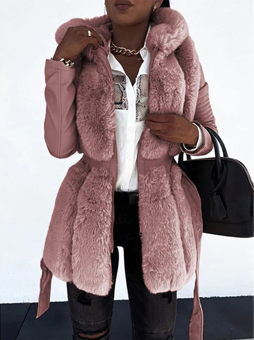 R&B | Chic Winterjacke mit Pelzbesatz Gemütlich und Modern Premium Handwerk