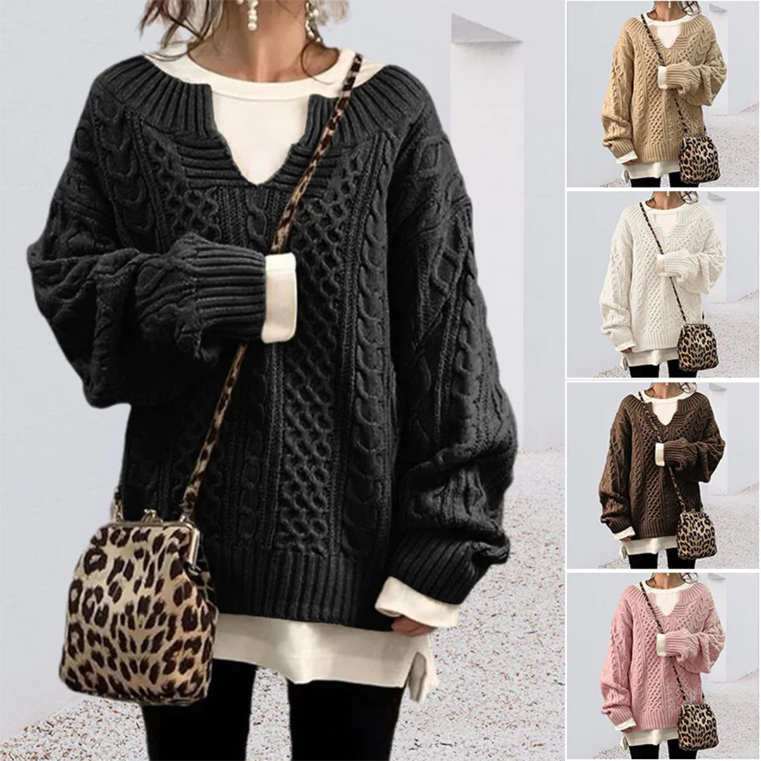 R&B | Strickpullover mit Kabelstrick Baumwolle Überdimensioniert und Trendy
