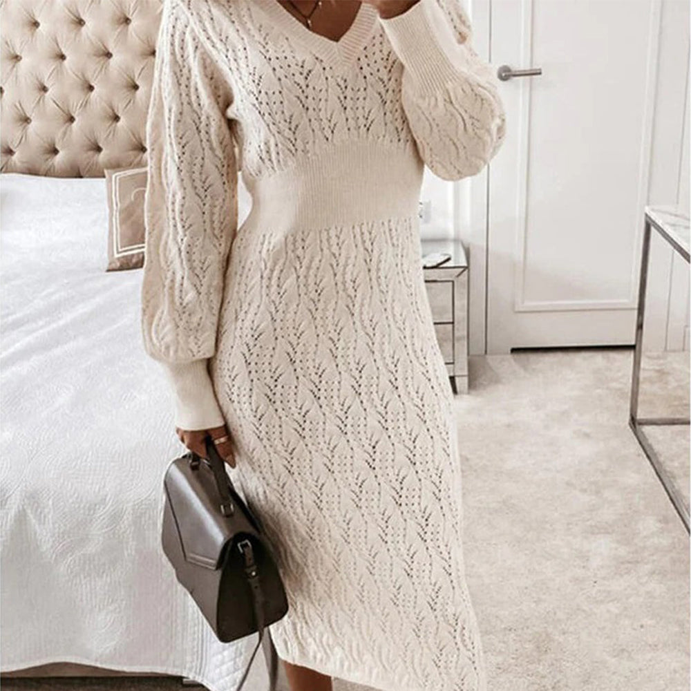 Chic und gemütliches Kleid mit Strickmuster