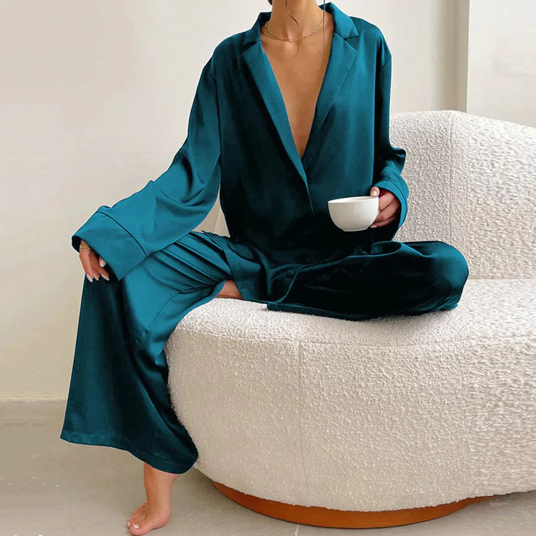 R&B | Satin PyjamA-Satz mit Weitem Hose