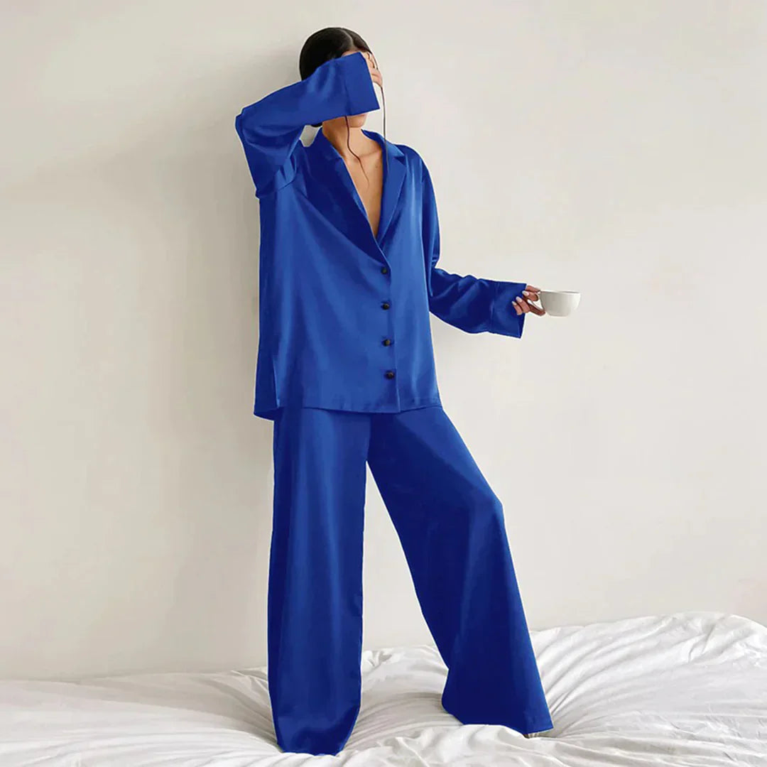 R&B | Satin PyjamA-Satz mit Weitem Hose