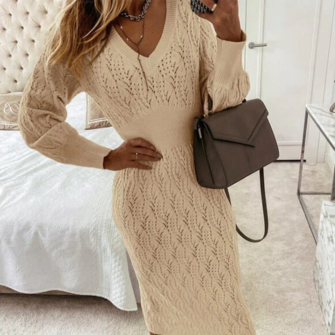 Chic und gemütliches Kleid mit Strickmuster
