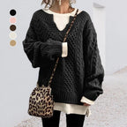 R&B | Strickpullover mit Kabelstrick Baumwolle Überdimensioniert und Trendy