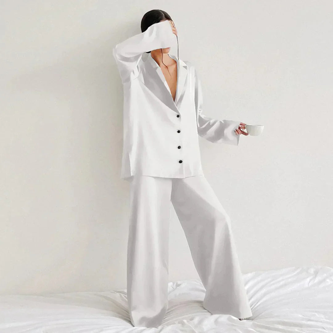 R&B | Satin PyjamA-Satz mit Weitem Hose