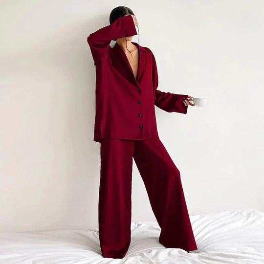 R&B | Satin PyjamA-Satz mit Weitem Hose