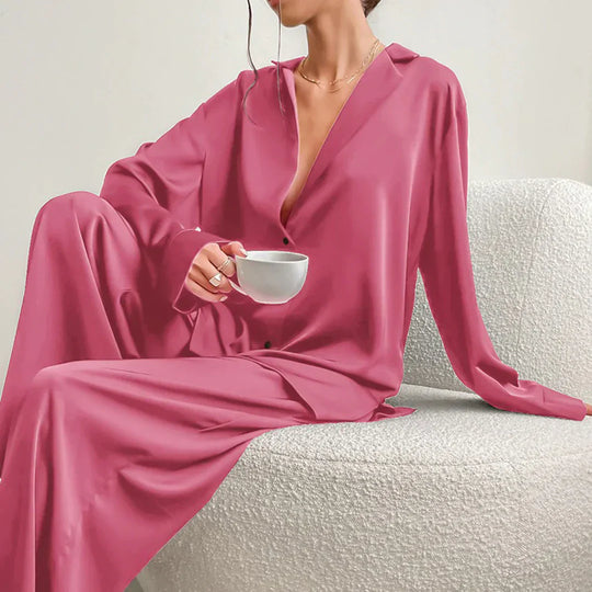 R&B | Satin PyjamA-Satz mit Weitem Hose