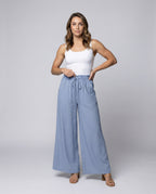 Damen luftige Palazzo-Hose mit elastischem Bund und Seitentaschen R&B