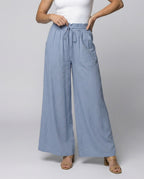 Damen luftige Palazzo-Hose mit elastischem Bund und Seitentaschen R&B