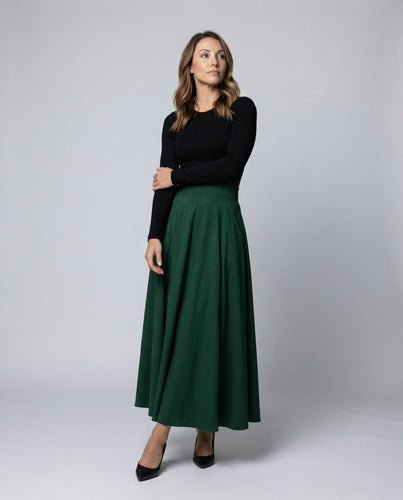 Damen Eleganter Maxirock mit schwingendem Design und praktischen Taschen R&B