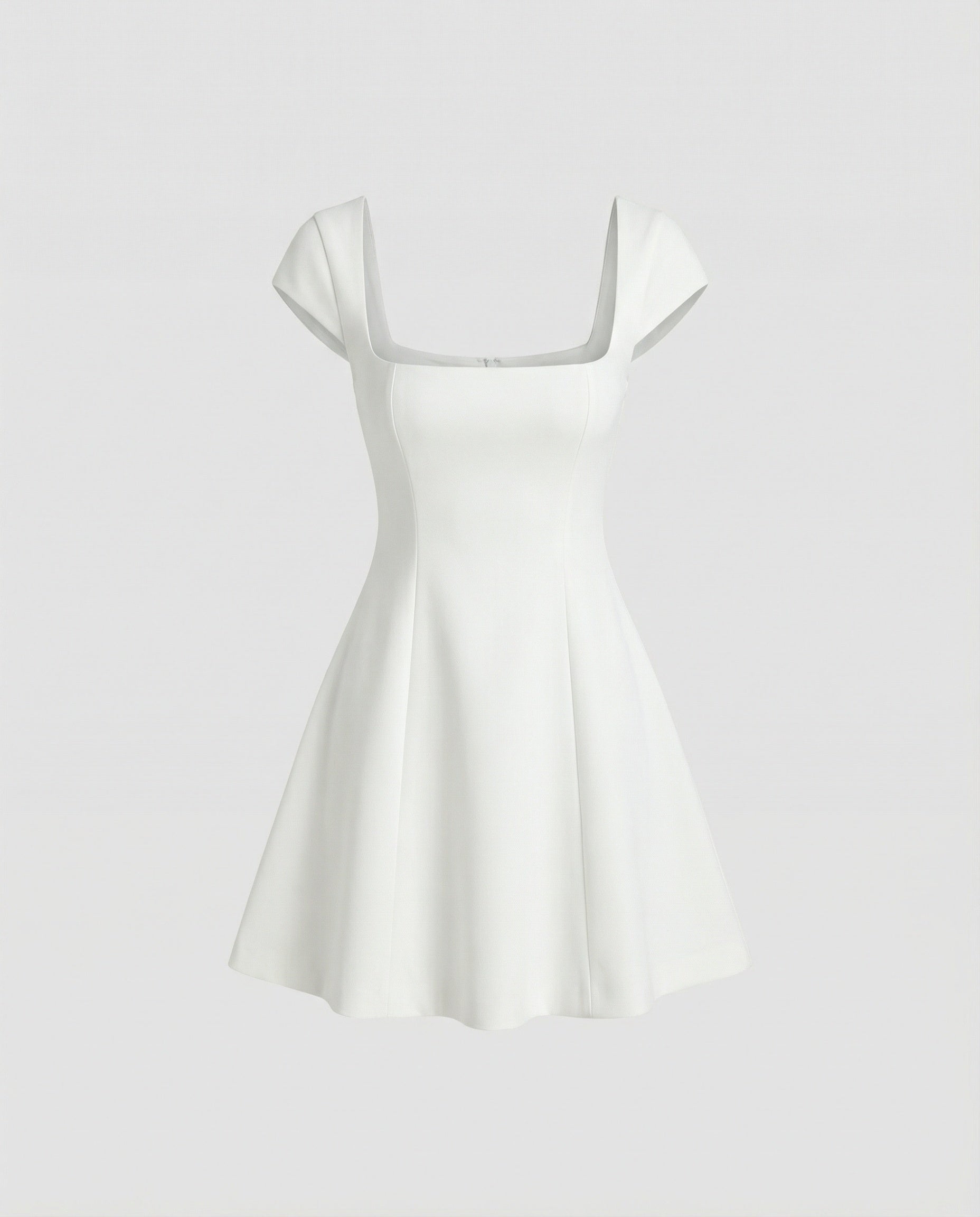 Damen elegantes Cocktailkleid mit quadratischem Ausschnitt und schwingendem Rock