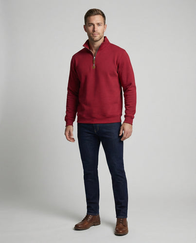 Herren Sportpullover mit modernem Stehkragen und Reißverschluss R&B