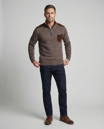 Herren hochwertiger Pullover mit Stehkragen und Reißverschluss R&B