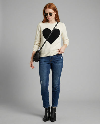 R&B | Herz Patchwork Pullover Strickdesign Lässiger Komfort