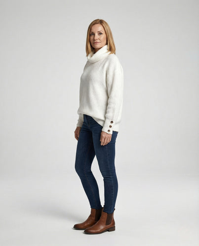 R&B | Knopfmanschette Rollkragenpullover