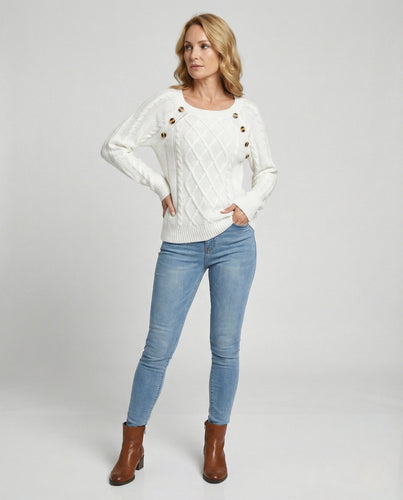 R&B | Eleganter Pullover mit Knopfdetails