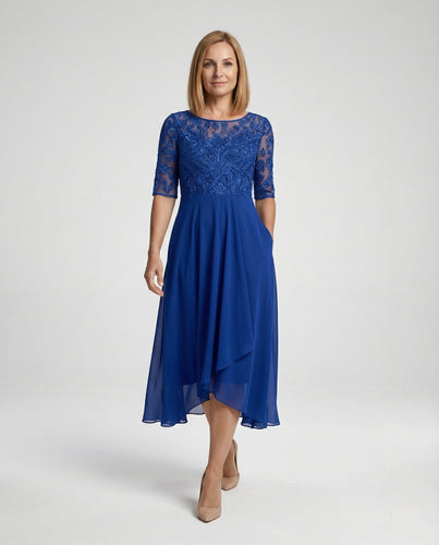 Elegantes Chiffon Abendkleid mit Spitze