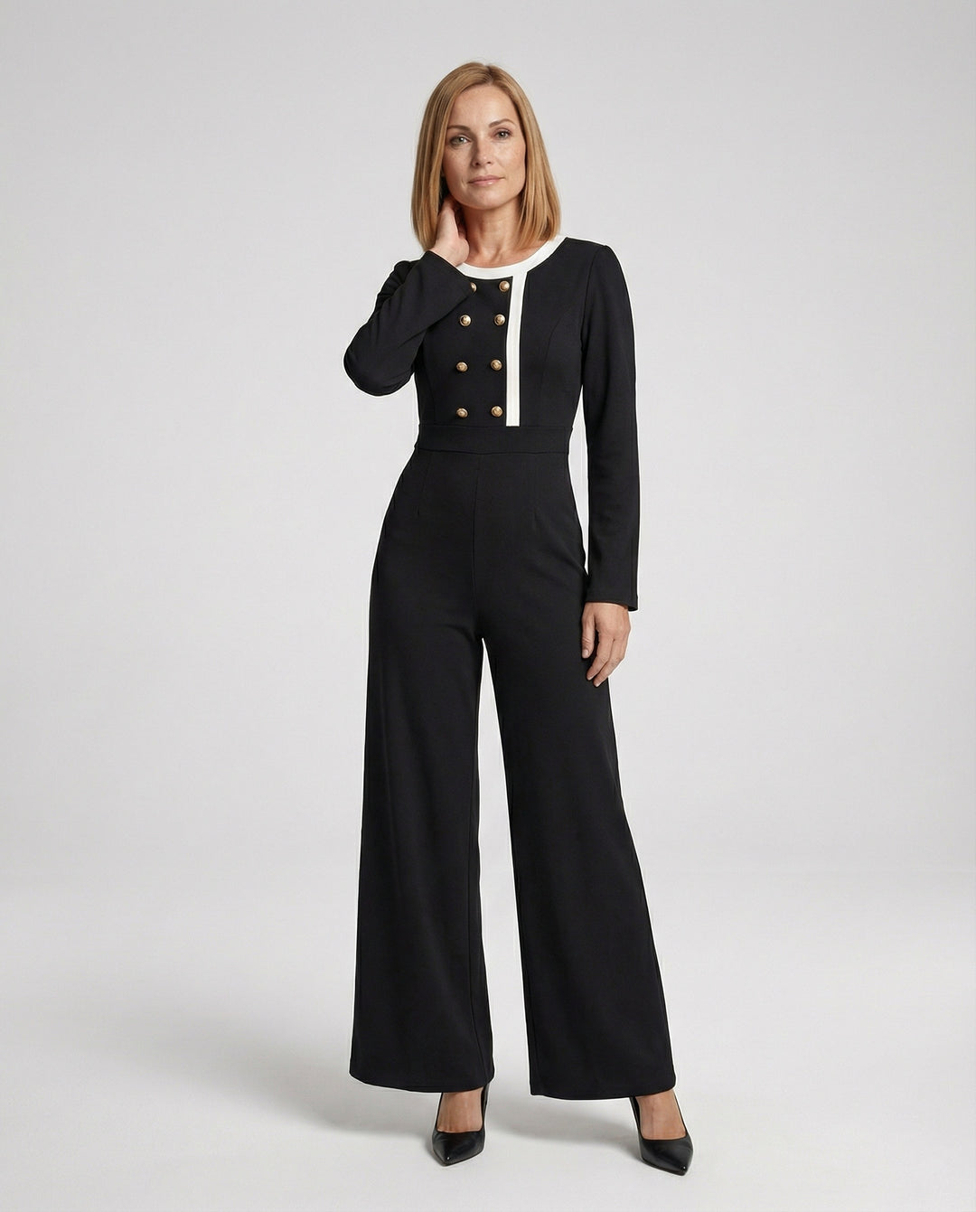 Jumpsuit Damen elegant mit Knopfleiste