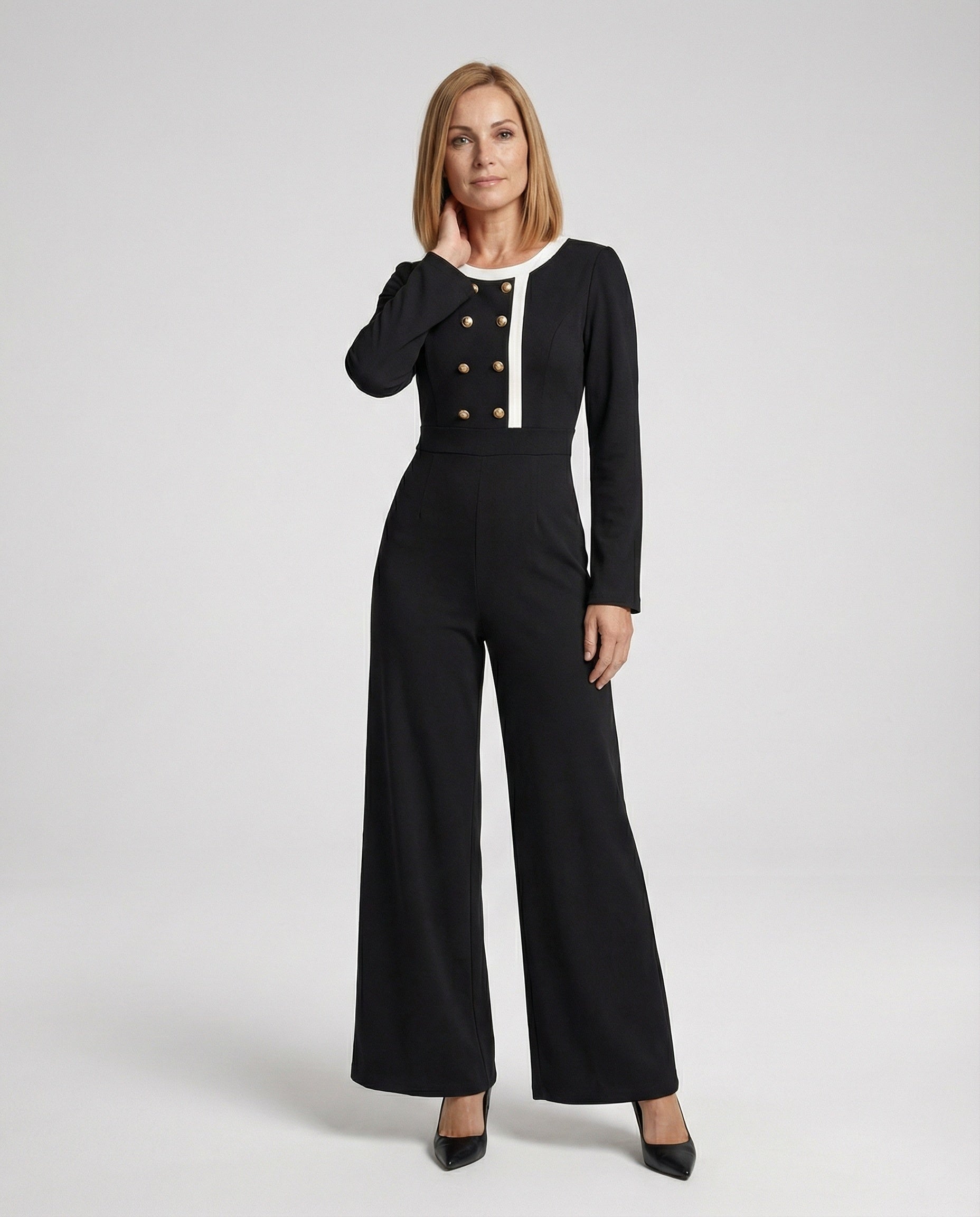 Jumpsuit Damen elegant mit Knopfleiste